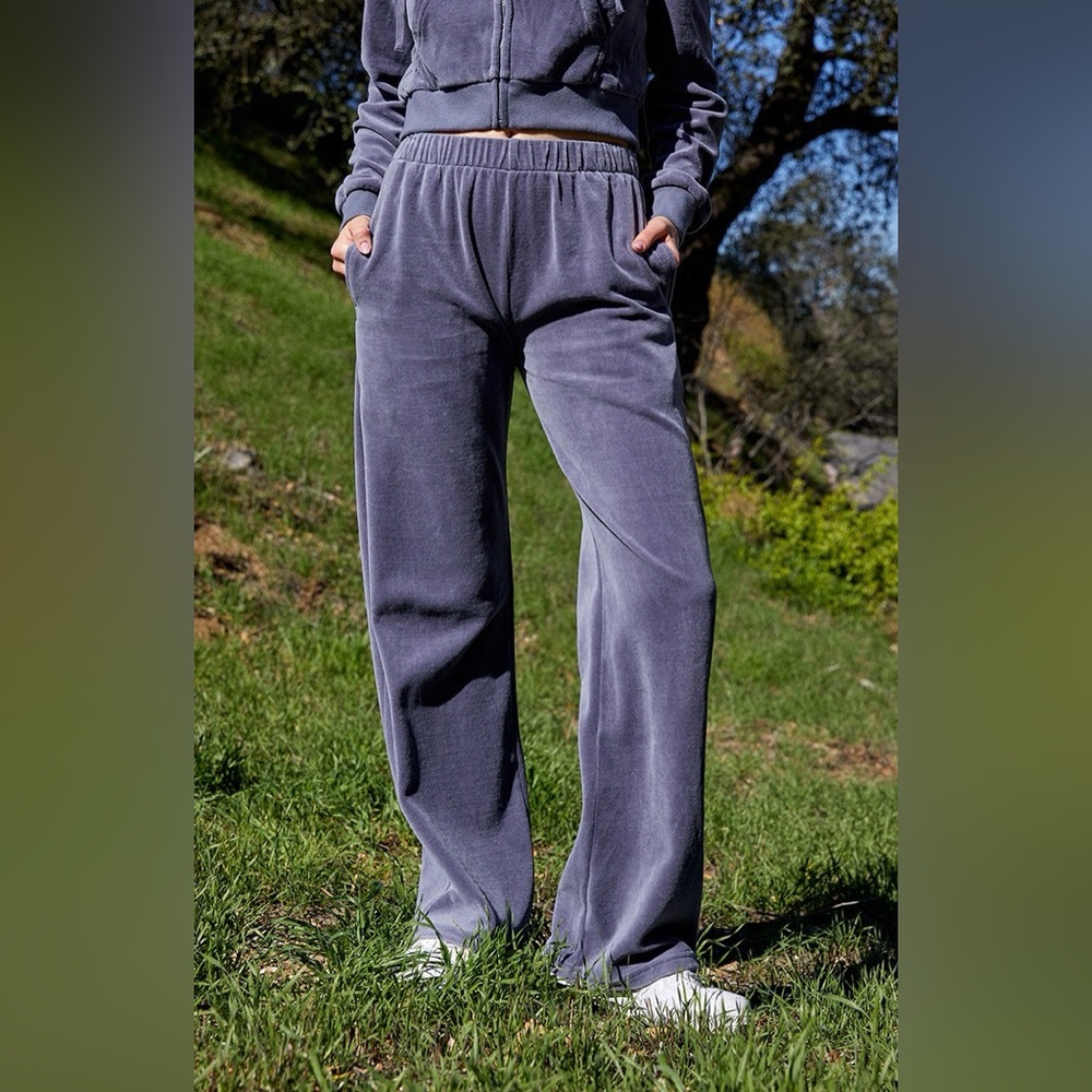 JOHN GALT Dark Gray Velour Full Zip Hoodie